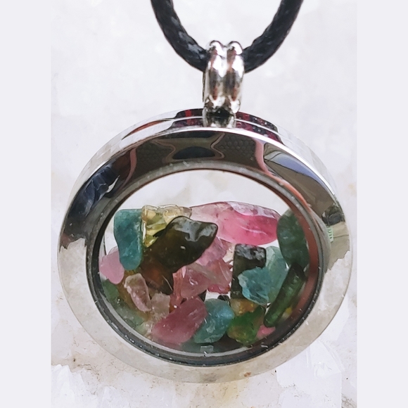 Watermelon Tourmaline Chip Necklace - Picture 3 of 8